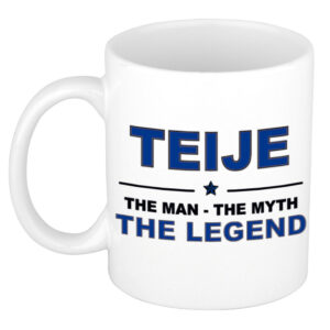 Teije The man, The myth the legend pensioen cadeau mok/beker 300 ml