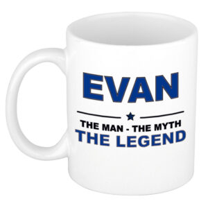 Evan The man, The myth the legend pensioen cadeau mok/beker 300 ml