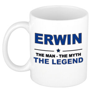 Erwin The man, The myth the legend pensioen cadeau mok/beker 300 ml