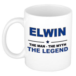 Elwin The man, The myth the legend pensioen cadeau mok/beker 300 ml