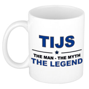 Tijs The man, The myth the legend pensioen cadeau mok/beker 300 ml