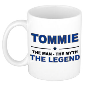 Tommie The man, The myth the legend pensioen cadeau mok/beker 300 ml