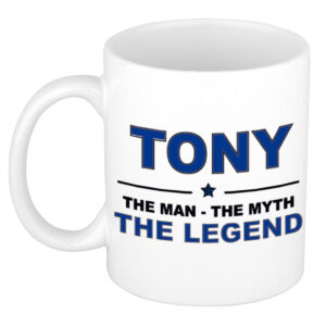 Tony The man, The myth the legend pensioen cadeau mok/beker 300 ml