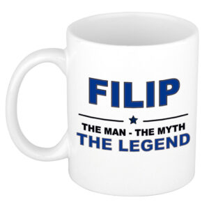 Filip The man, The myth the legend pensioen cadeau mok/beker 300 ml