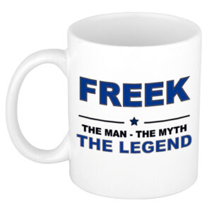 Freek The man, The myth the legend pensioen cadeau mok/beker 300 ml
