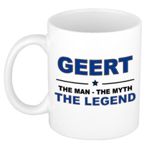 Geert The man, The myth the legend pensioen cadeau mok/beker 300 ml