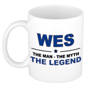 Wes The man, The myth the legend pensioen cadeau mok/beker 300 ml