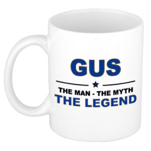 Gus The man, The myth the legend pensioen cadeau mok/beker 300 ml