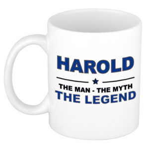 Harold The man, The myth the legend pensioen cadeau mok/beker 300 ml