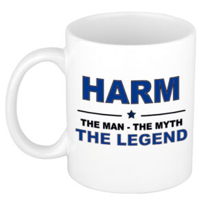 Harm The man, The myth the legend pensioen cadeau mok/beker 300 ml