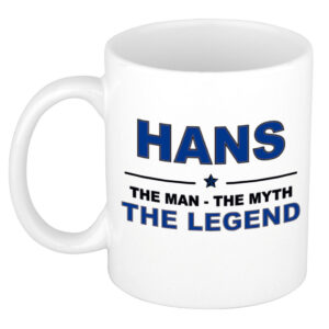 Hans The man, The myth the legend pensioen cadeau mok/beker 300 ml