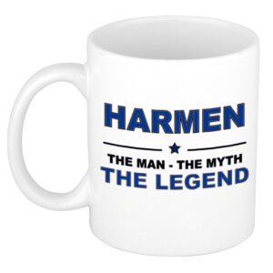 Harmen The man, The myth the legend pensioen cadeau mok/beker 300 ml