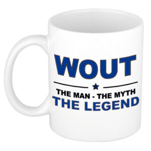 Wout The man, The myth the legend pensioen cadeau mok/beker 300 ml