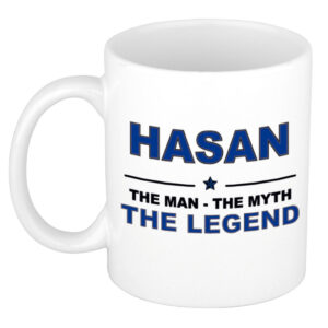 Hasan The man, The myth the legend pensioen cadeau mok/beker 300 ml