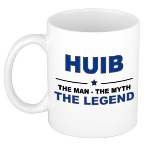 Huib The man, The myth the legend pensioen cadeau mok/beker 300 ml