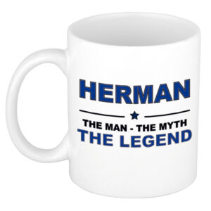 Herman The man, The myth the legend pensioen cadeau mok/beker 300 ml