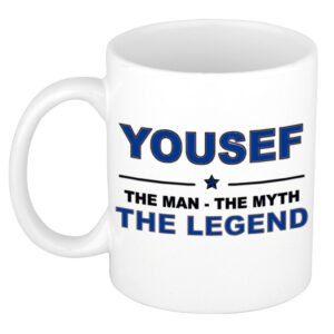 Yousef The man, The myth the legend pensioen cadeau mok/beker 300 ml