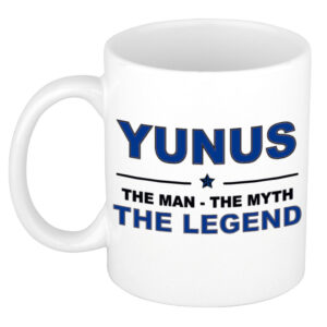 Yunus The man, The myth the legend pensioen cadeau mok/beker 300 ml