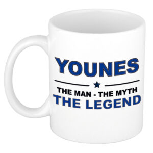 Younes The man, The myth the legend pensioen cadeau mok/beker 300 ml