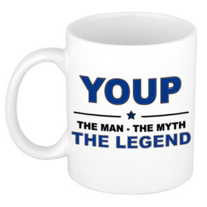 Youp The man, The myth the legend pensioen cadeau mok/beker 300 ml
