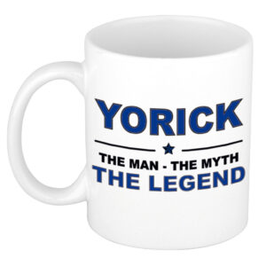 Yorick The man, The myth the legend pensioen cadeau mok/beker 300 ml