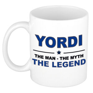 Yordi The man, The myth the legend pensioen cadeau mok/beker 300 ml