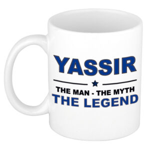 Yassir The man, The myth the legend pensioen cadeau mok/beker 300 ml