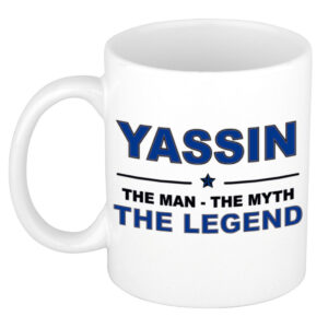Yassin The man, The myth the legend pensioen cadeau mok/beker 300 ml
