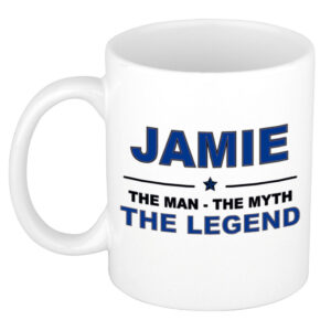 Jamie The man, The myth the legend pensioen cadeau mok/beker 300 ml