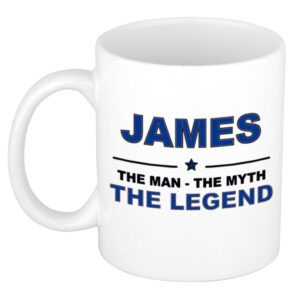 James The man, The myth the legend pensioen cadeau mok/beker 300 ml