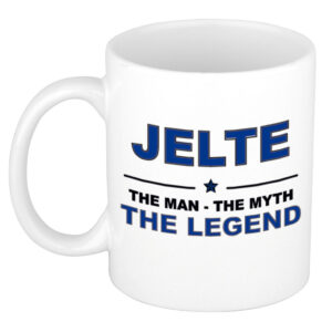 Jelte The man, The myth the legend pensioen cadeau mok/beker 300 ml