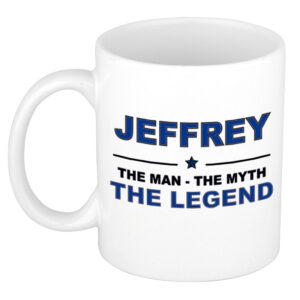 Jeffrey The man, The myth the legend pensioen cadeau mok/beker 300 ml