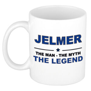 Jelmer The man, The myth the legend pensioen cadeau mok/beker 300 ml