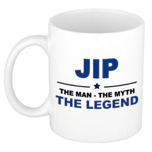 Jip The man, The myth the legend pensioen cadeau mok/beker 300 ml