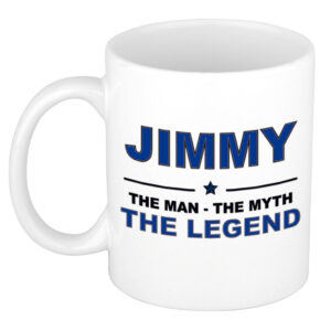 Jimmy The man, The myth the legend pensioen cadeau mok/beker 300 ml