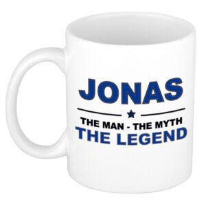 Jonas The man, The myth the legend pensioen cadeau mok/beker 300 ml