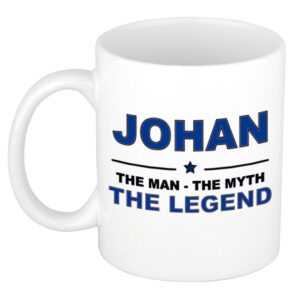 Johan The man, The myth the legend pensioen cadeau mok/beker 300 ml