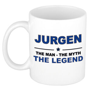 Jurgen The man, The myth the legend pensioen cadeau mok/beker 300 ml