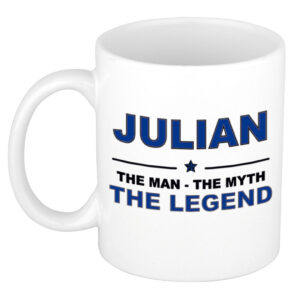 Julian The man, The myth the legend pensioen cadeau mok/beker 300 ml