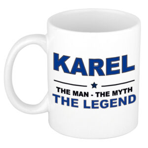 Karel The man, The myth the legend pensioen cadeau mok/beker 300 ml