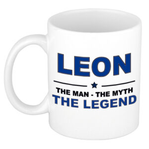 Leon The man, The myth the legend pensioen cadeau mok/beker 300 ml