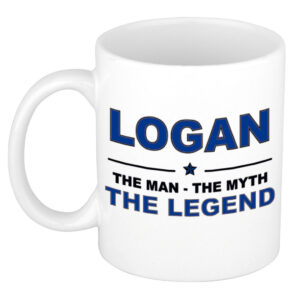 Logan The man, The myth the legend pensioen cadeau mok/beker 300 ml