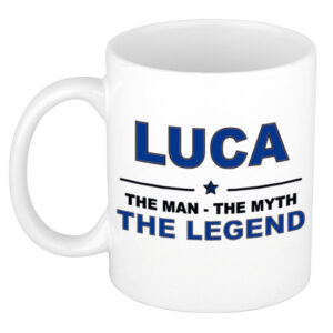 Luca The man, The myth the legend pensioen cadeau mok/beker 300 ml