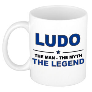 Ludo The man, The myth the legend pensioen cadeau mok/beker 300 ml