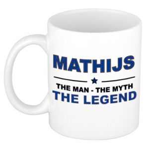 Mathijs The man, The myth the legend pensioen cadeau mok/beker 300 ml