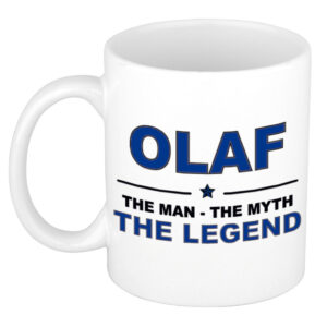 Olaf The man, The myth the legend pensioen cadeau mok/beker 300 ml