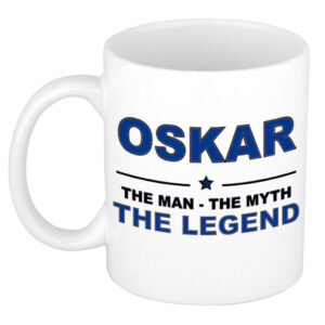 Oskar The man, The myth the legend pensioen cadeau mok/beker 300 ml
