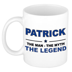 Patrick The man, The myth the legend pensioen cadeau mok/beker 300 ml