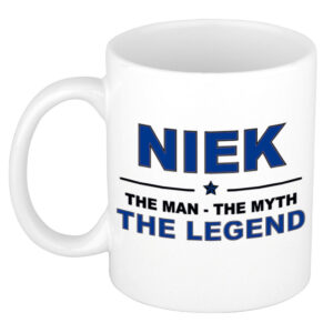 Niek The man, The myth the legend pensioen cadeau mok/beker 300 ml