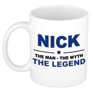 Nick The man, The myth the legend pensioen cadeau mok/beker 300 ml